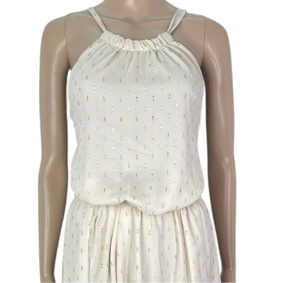 New ModCloth Illuminated Elegance Ivory Metallic Chiffon Maxi Dress - Picture 5 of 12